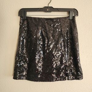 Sequin Mini Skirt - Black